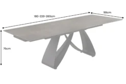 Ausziehbarer Esstisch INFINITY 180-260cm rost Keramik Marmor schwarz Metall