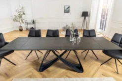 Ausziehbarer Esstisch INFINITY 180-260cm rost Keramik Marmor schwarz Metall