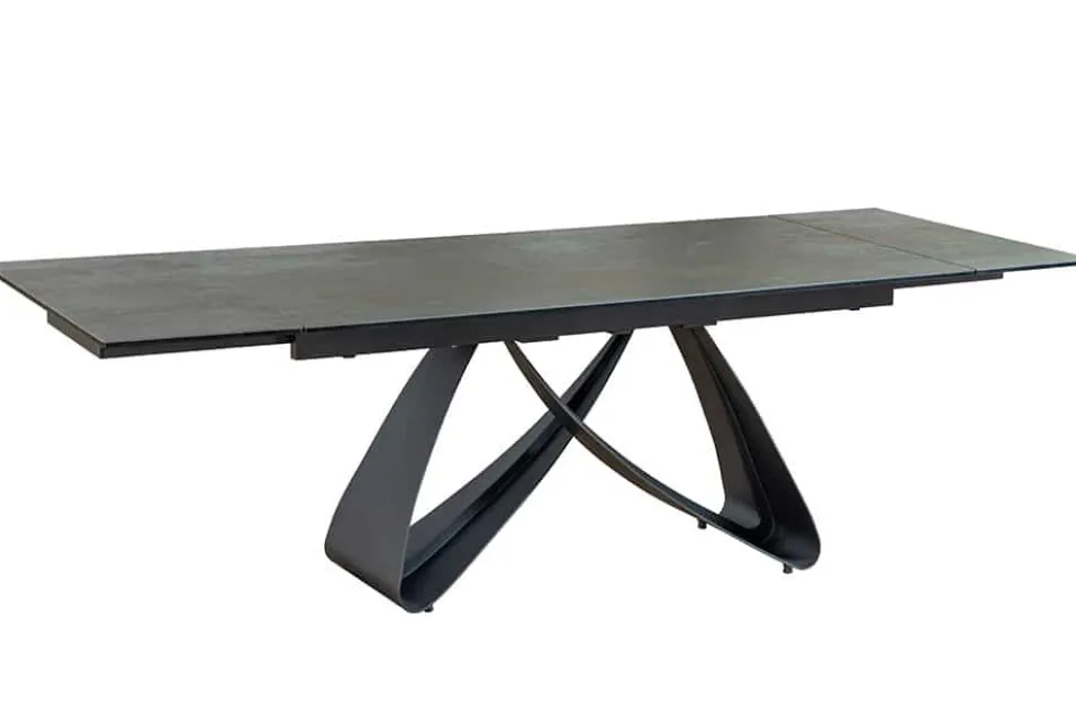 Ausziehbarer Esstisch INFINITY 180-260cm rost Keramik Marmor schwarz Metall