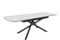 Ausziehbarer Esstisch MIKADO 180-230cm weiß Keramik schwarz Sterngestell