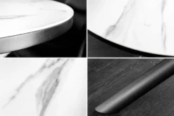 Ausziehbarer Esstisch MIKADO 120-160cm weiß Keramik oval schwarz Sterngestell
