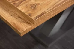 Ausziehbarer Esstisch MONTREAL 180-280cm natur Plankeneiche Holz-Design Schwarzstahl