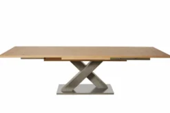 Ausziehbarer Esstisch MONTREAL 180-280cm Asteiche Holz X-Gestell Schwarzstahl