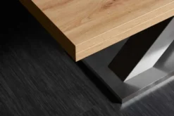 Ausziehbarer Esstisch MONTREAL 180-280cm Asteiche Holz X-Gestell Schwarzstahl