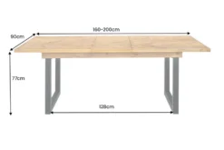 Ausziehbarer Esstisch MOSAIK 160-200cm braun Pinie recyceltes Massivholz Metall schwarz