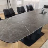 Ausziehbarer Esstisch PAPILLON 180-260cm graphit Keramik Marmor schwarz Metall