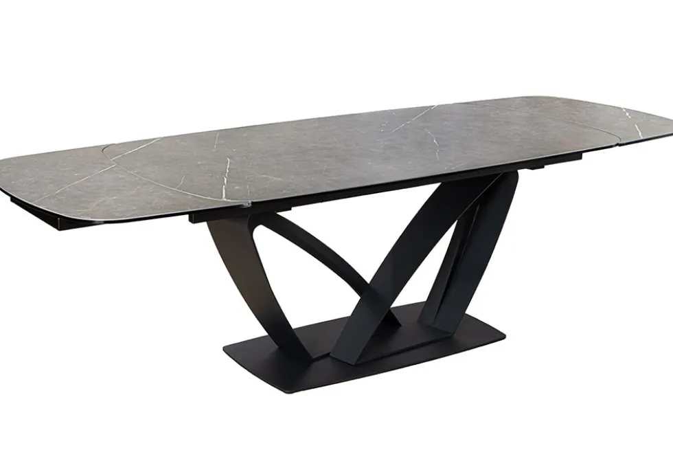Ausziehbarer Esstisch PAPILLON 180-260cm graphit Keramik Marmor schwarz Metall