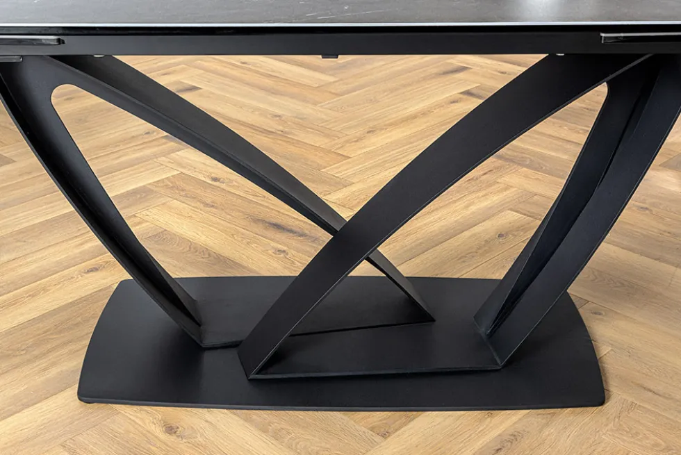 Ausziehbarer Esstisch PAPILLON 180-260cm graphit Keramik Marmor schwarz Metall