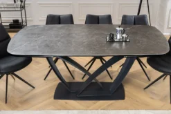 Ausziehbarer Esstisch PAPILLON 180-260cm graphit Keramik Marmor schwarz Metall