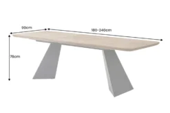 Ausziehbarer Esstisch PRESTIGE 180-240cm natur Walnussholz schwarzes Metallgestell