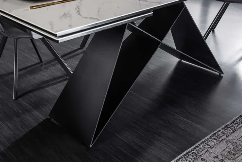Ausziehbarer Esstisch PROMETHEUS 180-220-260cm weiß Marmor Keramik made in Italy