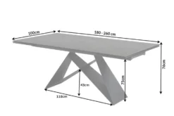Ausziehbarer Esstisch PROMETHEUS 180-220-260cm Lava Keramik made in Italy