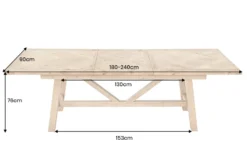 Ausziehbarer Esstisch RIVIERA 180-240cm natur recycelte Pinie Massivholz