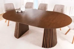 Ausziehbarer Esstisch VALHALLA WOOD 120-160-200cm smoked braun Eichenholz Säulenfuß