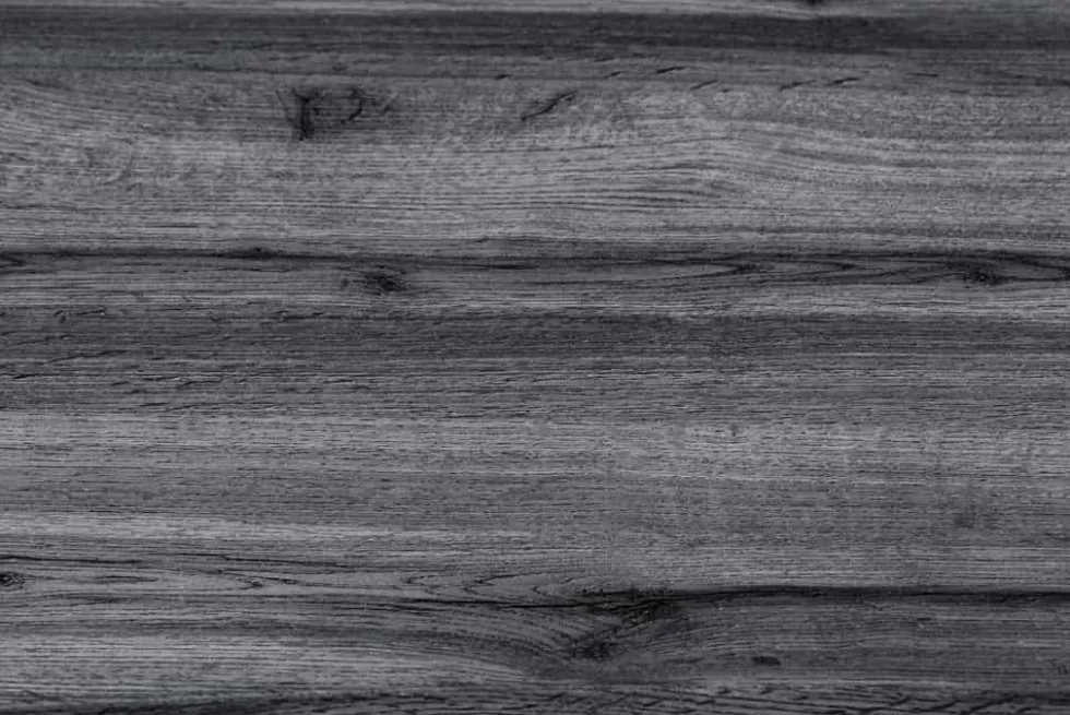 Ausziehbarer Esstisch WILD 180-220cm grau gekälkt Wildeichen-Design Baumkante schwarz
