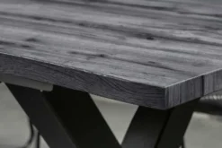 Ausziehbarer Esstisch WILD 160-200cm grau gekälkt Wildeichen-Design Baumkante schwarz