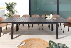 Ausziehbarer Gartentisch DESIGNO 200-250-300cm grau Aluminium In- und Outdoor Esstisch