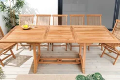 Ausziehbarer Gartentisch EMPIRE TEAK 170-230cm natur Teakholz massiv wetterfest