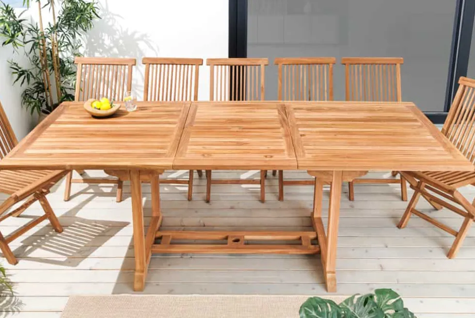 Ausziehbarer Gartentisch EMPIRE TEAK 170-230cm natur Teakholz massiv wetterfest