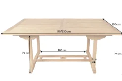 Ausziehbarer Gartentisch EMPIRE TEAK 170-230cm natur Teakholz massiv wetterfest