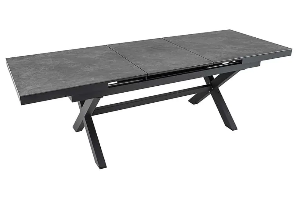 Ausziehbarer In- und Outdoor Esstisch EMPIRE 180-240cm anthrazit Keramik Gartentisch
