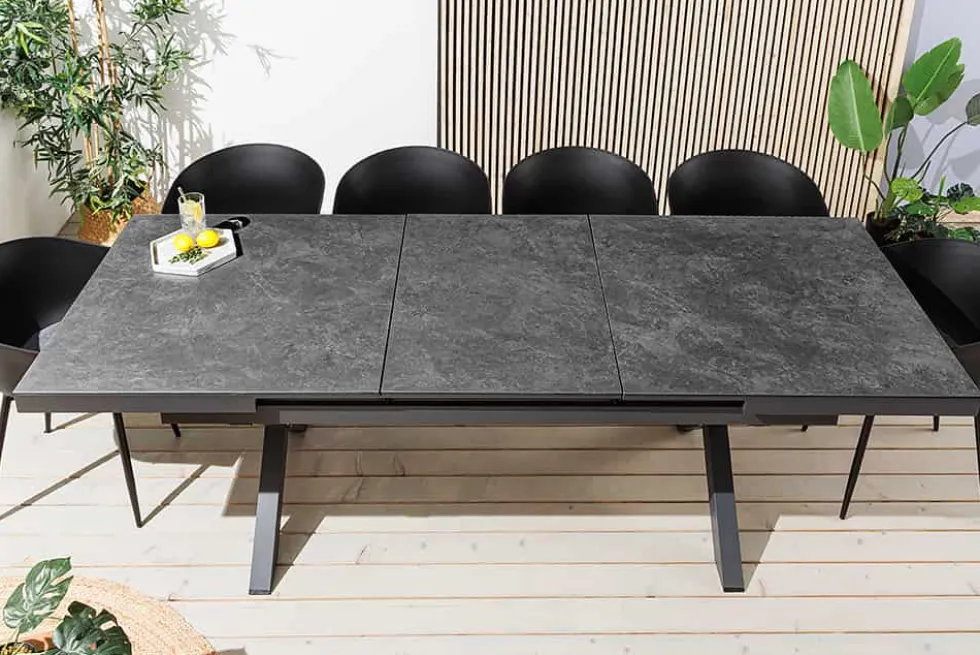Ausziehbarer In- und Outdoor Esstisch EMPIRE 180-240cm anthrazit Keramik Gartentisch