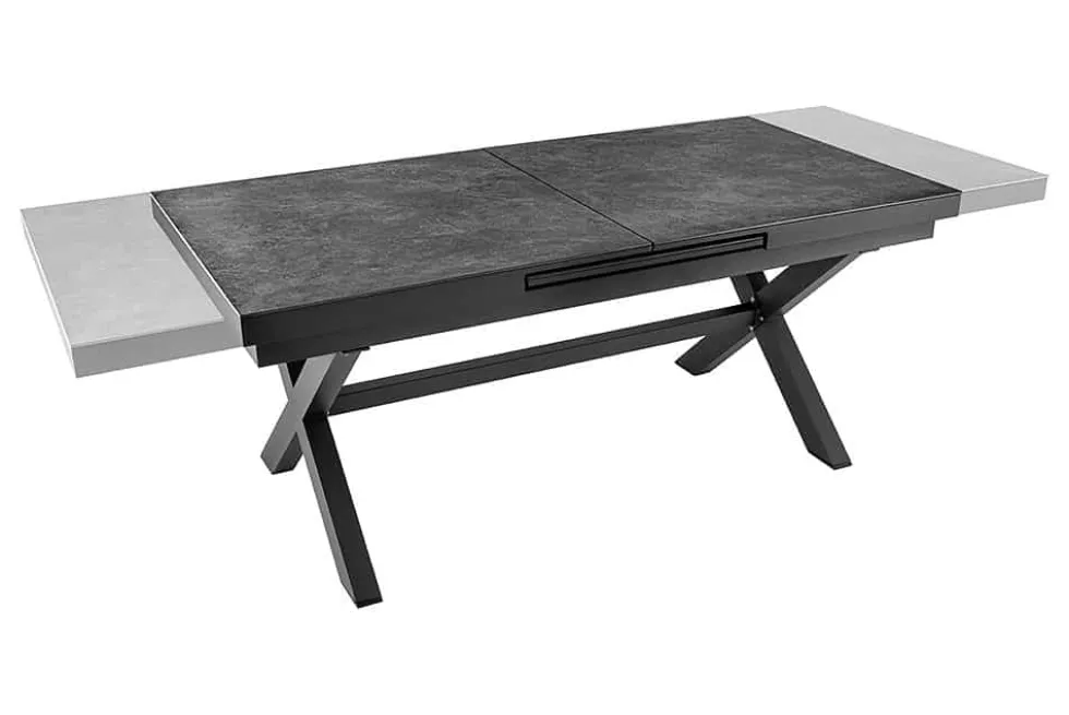 Ausziehbarer In- und Outdoor Esstisch EMPIRE 180-240cm anthrazit Keramik Gartentisch