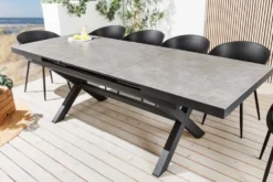 Ausziehbarer In- und Outdoor Esstisch EMPIRE 180-240cm hellgrau Keramik anthrazit