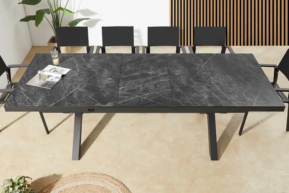 Ausziehbarer Outdoor Esstisch EMPIRE 200-250cm anthrazit Keramik Gartentisch
