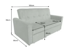 Ausziehbares Schlafsofa SMART 180cm grün Cord 2-Sitzer Couch mit Nosagfederung