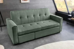 Ausziehbares Schlafsofa SMART 180cm grün Cord 2-Sitzer Couch mit Nosagfederung