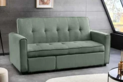 Ausziehbares Schlafsofa SMART 180cm grün Cord 2-Sitzer Couch mit Nosagfederung