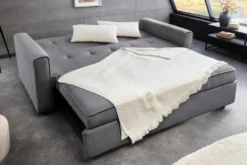 Ausziehbares Schlafsofa SMART 180cm grau Cord 2-Sitzer Couch mit Nosagfederung