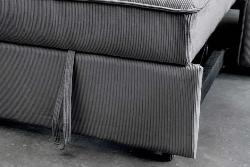 Ausziehbares Schlafsofa SMART 180cm grau Cord 2-Sitzer Couch mit Nosagfederung