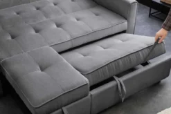 Ausziehbares Schlafsofa SMART 180cm grau Cord 2-Sitzer Couch mit Nosagfederung