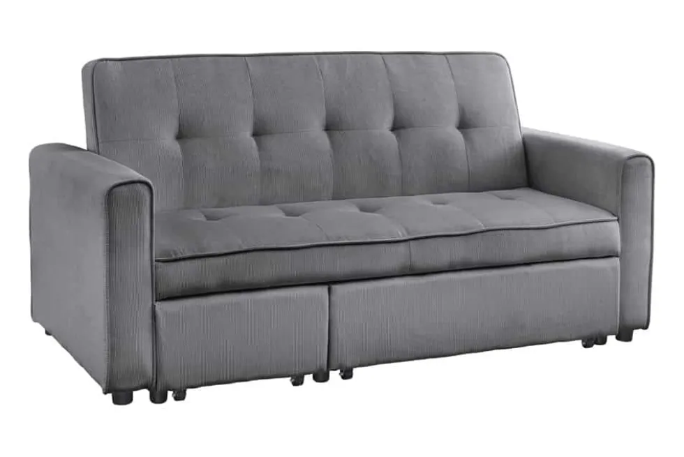 Ausziehbares Schlafsofa SMART 180cm grau Cord 2-Sitzer Couch mit Nosagfederung