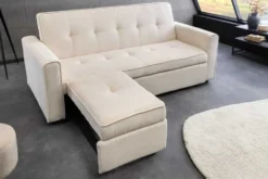 Ausziehbares Schlafsofa SMART 180cm beige Cord 2-Sitzer Couch mit Nosagfederung