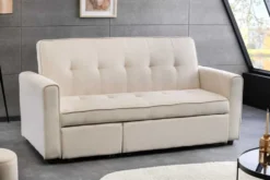 Ausziehbares Schlafsofa SMART 180cm beige Cord 2-Sitzer Couch mit Nosagfederung