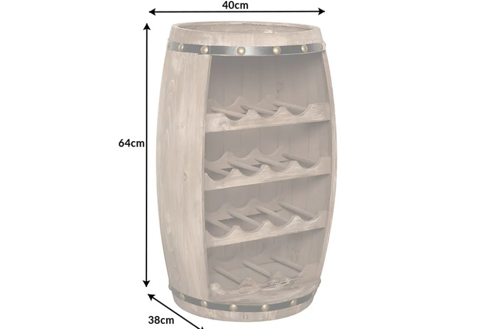 Authentisches Weinregal BODEGA 65cm natur Pinie Weinfass Shabby Chic
