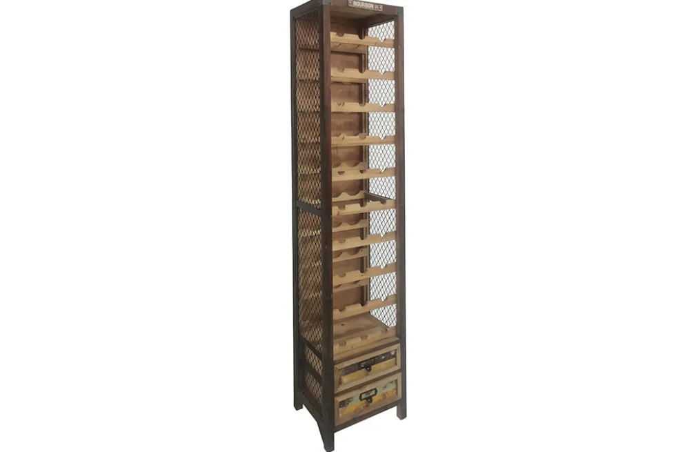 Authentisches Weinregal BODEGA 190cm natur Pinienholz Flaschenregal Schubladen