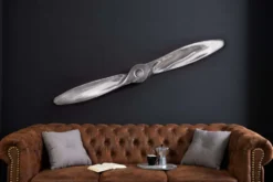 Authentische Wanddekoration SCREW II 110cm silber Flugzeug Propeller