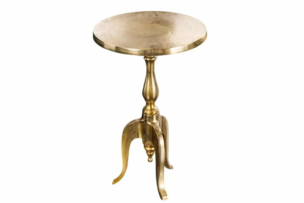 Barock Beistelltisch SAVOY 55cm gold Metall Dreibein rund Vintage