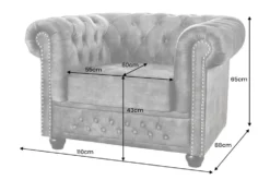Barocker Sessel CHESTERFIELD grau Samt Federkern mit Knopfheftung