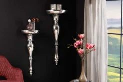 Barocke Wandkonsole SCALA 60cm silber Aluminium Wandregal