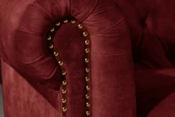 Barock Sofa CHESTERFIELD 205cm rot Samt Federkern Knopfheftung 3-Sitzer Couch