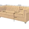 Barock Sofa CHESTERFIELD 205cm senfgelb Samt Federkern Knopfheftung 3-Sitzer Couch