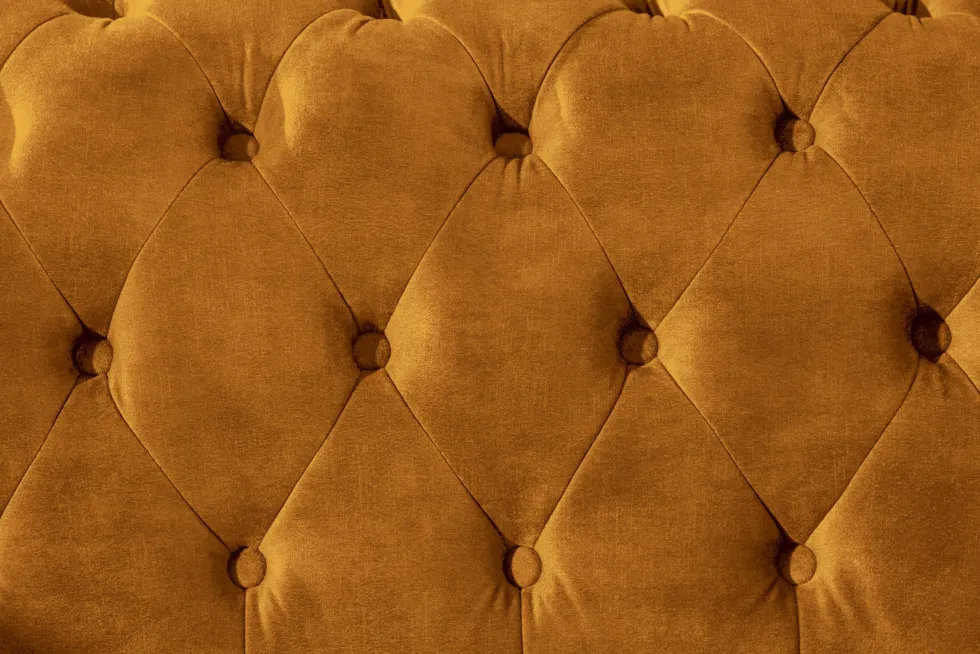 Barock Sofa CHESTERFIELD 205cm senfgelb Samt Federkern Knopfheftung 3-Sitzer Couch