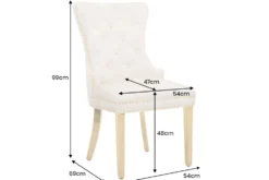 Barock Stuhl CASTLE DELUXE beige Samt gold Edelstahl mit Löwenkopf Ziernieten