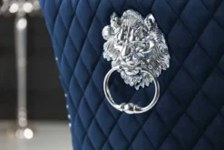 Barock Stuhl CASTLE DELUXE royalblau Samt Löwenkopf Chesterfield Design Esszimmerstuhl Nieten