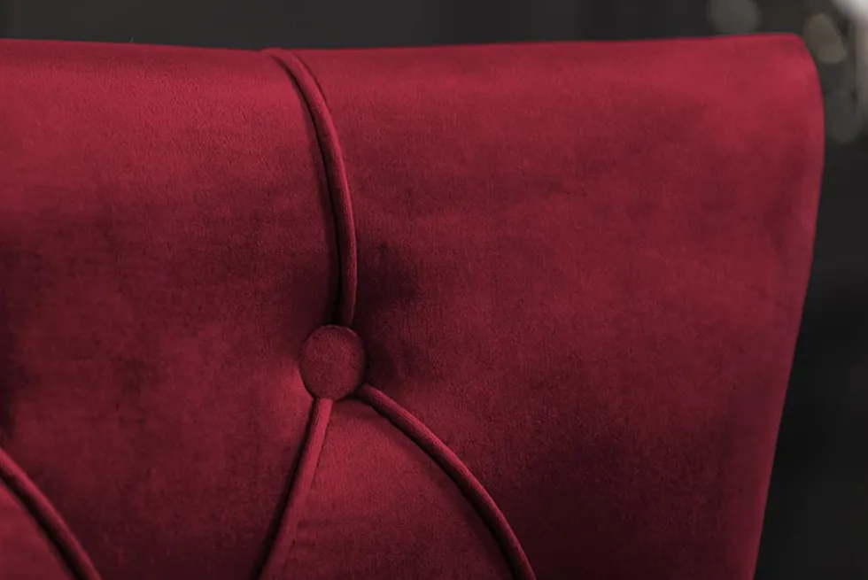 Barock Stuhl CASTLE DELUXE rot Samt Löwenkopf Chesterfield Design Esszimmerstuhl Nieten